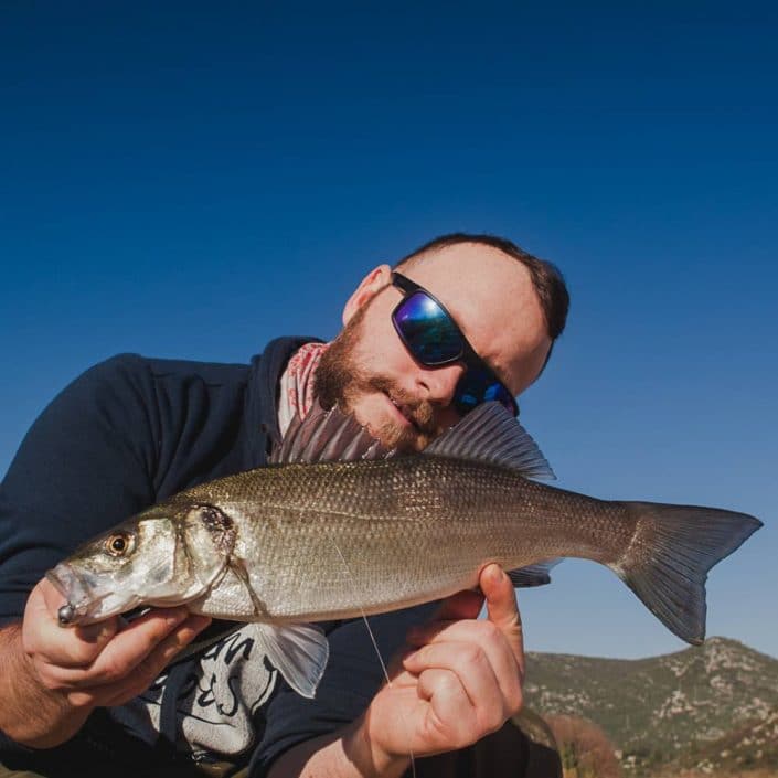 Team Sakura croatia with a bass caught in south croatia at Neretva river mouth